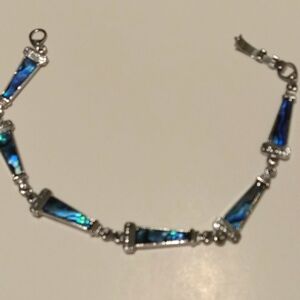 Elegant Abalone & Silver 7in Lighthouse Bracelet With Matching 18in Necklace